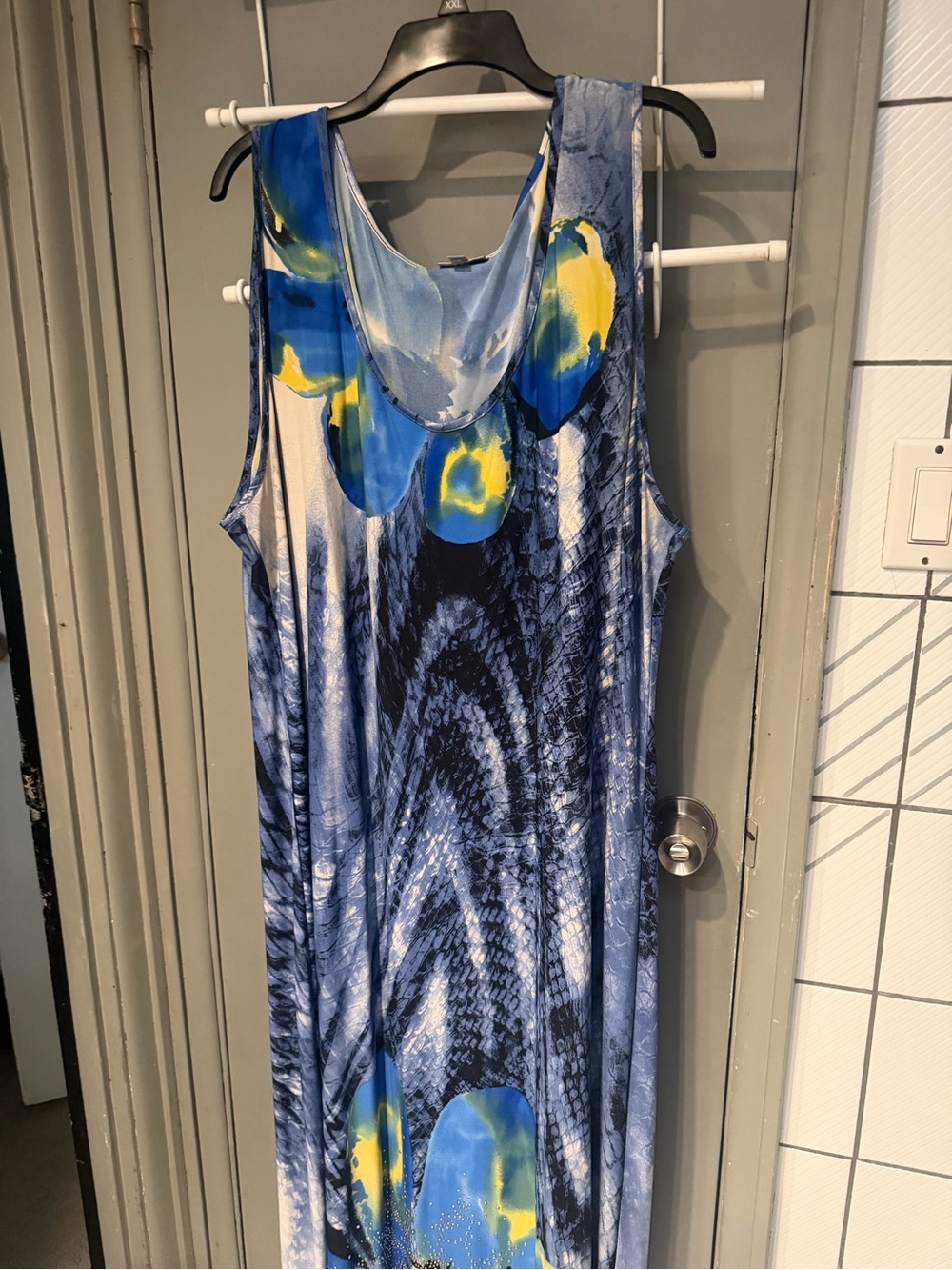 Avenue Blue and Yellow Abstract Maxi Dress